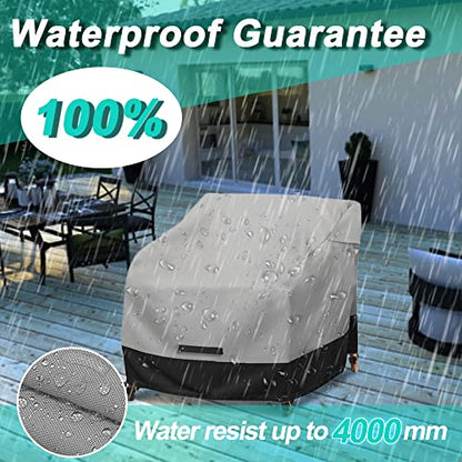 Patio Swivel Chair Cover Waterproof 2 Pack, 600D Heavy Duty Outdoor Furniture Covers for Universal Lawn/Deck/Garden/Backyard Fits up 35" W*38" D*31" H, Gray/Black - size: 35"W x 38"D x 31"H - 2Pack