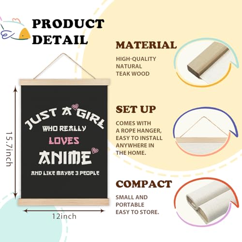 LZYRF Just A Girl Who Really Loves Anime Wall Art Poster Framed, Anime Lovers Gifts for Girls Canvas Prints Wall Decor for Home Girls Bedroom Apartment Dorm Room, 12x16 Inch - color: just a girl, size: 16"L x 12"W