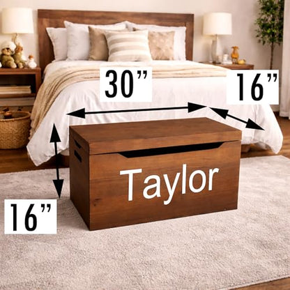 Personalized Engraved Walnut Wooden Storage Chest - Fully Assembled - color: Walnut-Engraved