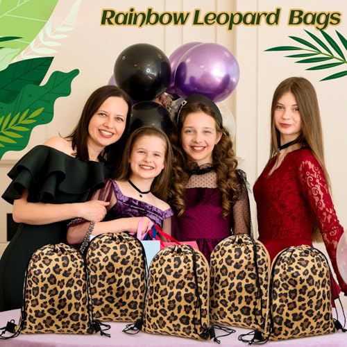 Yiyiring 16 Pcs Cheetah Drawstring Bags, Leopard Gift Drawstring bags cheetah party favors decor for Theme Birthday Party Supplies(Brown Leopard) - style: Brown Leopard