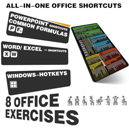 Mouse Pad for Excel/Word/PowerPoint/Windows Shortcuts, Excel Cheat Sheet Desk Pad PC Desk mat, 31.5"x11.8" Large XL Mouse Pad, Office Desk Accessories for Desk Mat for Office, Gaming - size: 31.5L x 11.8W inches