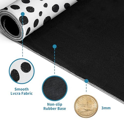 Polka Dot White Large Mouse Pad Desk Pad,Extended Mouse Pad Cute Mouse Pads for Desk Accessories,31.5 x 11.8In Long Computer Keyboard Mousepad Mouse Mat with 3mm Non-Slip Base and Stitched Edge - color: Polka Dot White