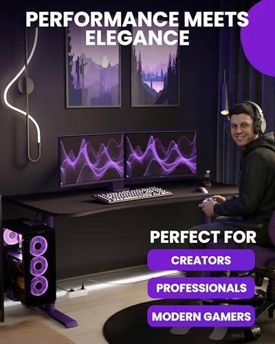 Arozzi PC Mount – Under Desk Computer Tower Holder, Adjustable Height & Width CPU Bracket, Heavy Duty Steel PC Stand, 360° Rotating Base, Supports Up to 66 lbs, Space-Saving Desk Setup - Purple