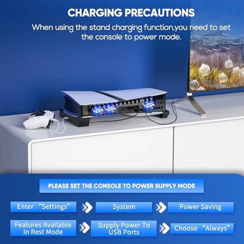 FASTSNAIL Horizontal Stand & Cooling Fan for PS5 Pro/Slim Console, Auto Fan Speed by Temperature and Controller Charger Station, Efficient Cooling System with 3 Fans & 2 USB 3.0 and 3 USB 2.0 Hub - color: Black