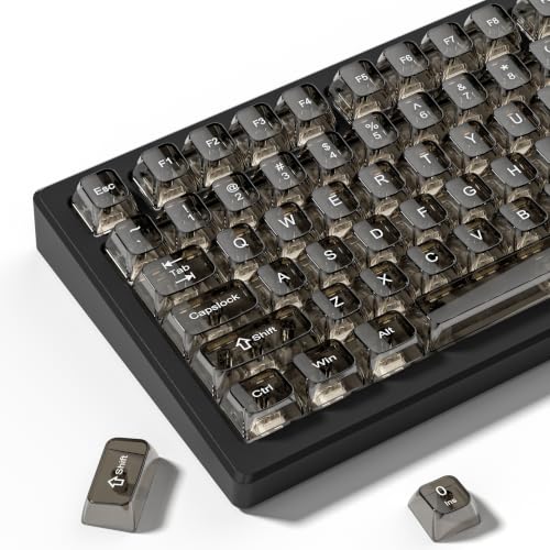 dagaladoo Clear keycaps,Transparent Keyboard keycaps,Jelly Key caps Set,Shine Through keycap，MDA Profile Keyboard caps for Mx Switches Mechanical Keyboard(Black) - color: Black