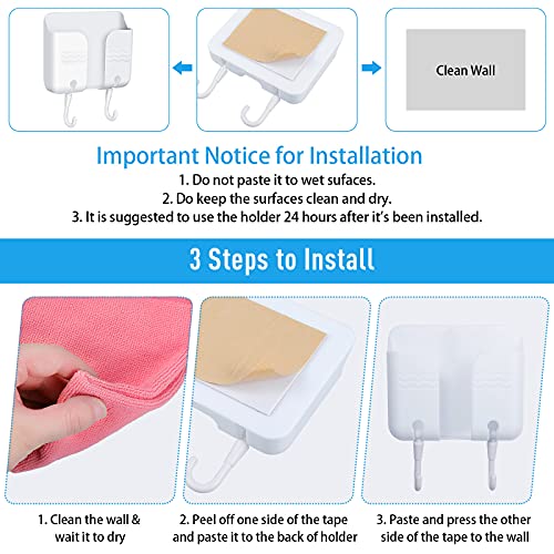 3 Pieces Adhesive Remote Holders Wall Mount Phone Holder Without The Need to Drill Holes in Your Wall Universal TV Remote Organizer Caddy Box for Bedroom Kitchen Bathroom