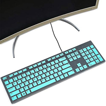 Keyboard Cover for Dell KB216 KB216p Wired & Dell KM636 Wireless Keyboard/Dell Optiplex 5250 3050 3240 5460 7450 7050/Dell Inspiron AIO 3475/3670/3477 All-in one Desktop Keyboard Skin, Mint Green - color: Mint Green
