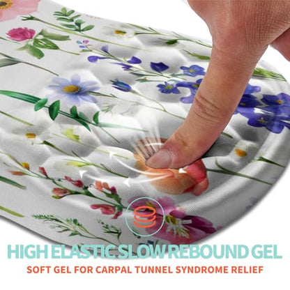 Ergonomic Mouse Pad Wrist Support with Memory Foam Massage Bulge, Carpal Tunnel Pain Relief Mousepad Wrist Rest for Mouse(12x8 inch, Flowers) - color: Kg038-flowers