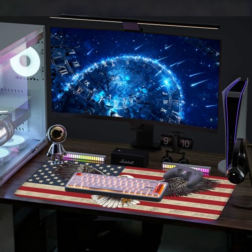 Mouse Pad, Large Anti-Slip with Stitched Edges Desk Mat Desktop Laptop Computer Desk Keyboard Mat,Table Protector Blotter Mat (Eagle Flag, 31.5" x 11.8") - color: Eagle Flag, size: 31.5" x 11.8"