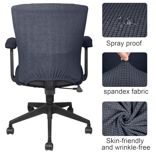 Tallew 4 Pcs Office Chair Covers Set Computer Universal Protective Stretchable Chair Seat Covers Desk Armrest Slipcovers Pads Office Cushion Backrest for Rotating (XL,Dark Gray) - color: Dark Gray