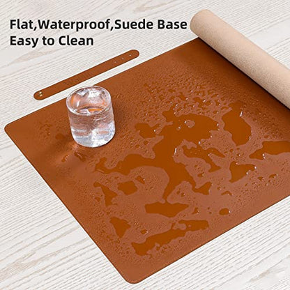 Desk Pad Blotter,Wolaile 36x17 in Large PU Leather Mouse Pad,Waterproof Non-Slip Writing Desktop Protector Mat,Office Desk Accessory,Brown - color: Brown