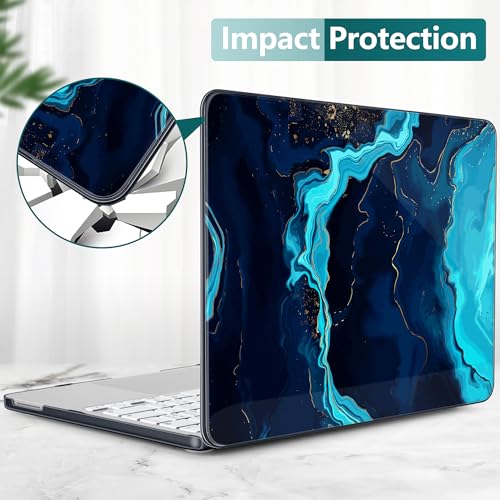 DONGKE Compatible with MacBook Neo 13 Inch Case 2026 A3404 A18 Pro chip & Touch ID, Plastic Hard Shell with Keyboard Cover, Screen Protector & Dust Plugs, Blue Marble - color: Blue Marble