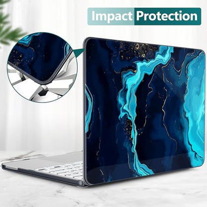 DONGKE Compatible with MacBook Neo 13 Inch Case 2026 A3404 A18 Pro chip & Touch ID, Plastic Hard Shell with Keyboard Cover, Screen Protector & Dust Plugs, Blue Marble - color: Blue Marble