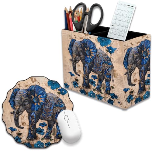 Pen Holder and Anti-Slip Mouse Pad Combination, Makeup Brush Storage Box, Tableware Storage Box, Suitable for Office and Home - Blue Spotted Weevil - color: Blue Spotted Weevil