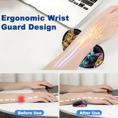 Large Mouse Pad + Keyboard Wrist Rest Set, Extended Gaming Mousepad (31.5X11.8 inch) with Non-Slip Rubber, Ergonomics Memory Foam Mouse Wrist Rest Support, Colorful Abstract Cat XXL Desk Pad - color: Yu-Mouse Pad-3-B34