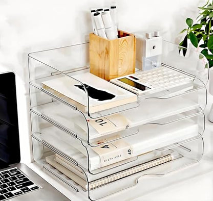 DCA Large Capacity Desk Organizer, 4 Tier Paper Organizer, File Organizer for Desk, Stackable Paper Tray for Office, Home and School - size: Wide 13in