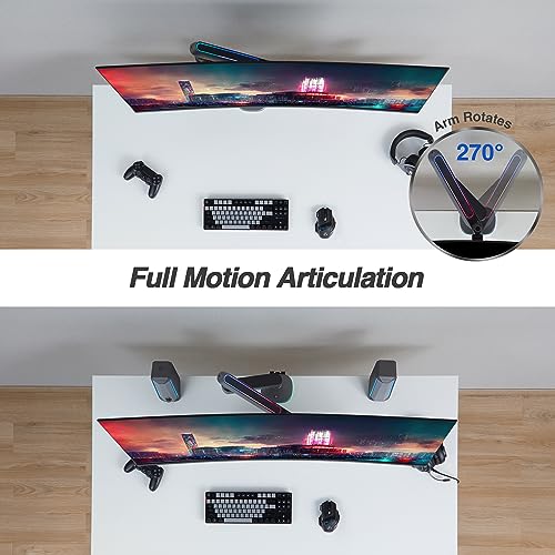 AVLT Single 27”-45” RGB Gaming Monitor Arm Desk Mount Built-in 20 Lighting Modes Touch Button Control Fits Flat/Curved/Ultrawide Screens Height Swivel Tilt Rotation Adjustable Stand -Dark Gray - color: Dark Gray - Single