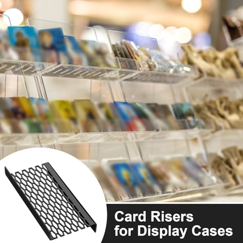 Yalikop 24 Pcs Trading Card Risers for Display Case Acrylic Modular Display Risers for Cardshow Vendor Sport Card Board Game (Grid) - style: Grid