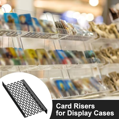 Yalikop 24 Pcs Trading Card Risers for Display Case Acrylic Modular Display Risers for Cardshow Vendor Sport Card Board Game (Grid) - style: Grid