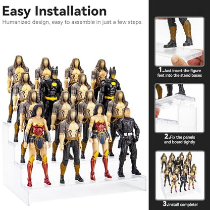 6 inch Acrylic Riser Display Shelf,Clear Action Figures Stands With PEG,4 Tier Toy Collectibles Organizer Compatible with 1/12 Scale Action Figure Toy (Fit For 6 inch Figure Toy-Clear) - color: Fit For 6 inch Figure Toy-Clear