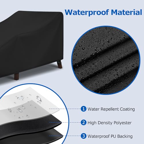 SunPatio Chaise Lounge Covers Outdoor Waterproof, 2 Pack Patio Lounge Chair Protector with Windproof Straps, Outdoor Furniture Covers All Weather Protection, 80" L x 30" W x 26" H, Black - size: 80"L x 30"W x 26"H