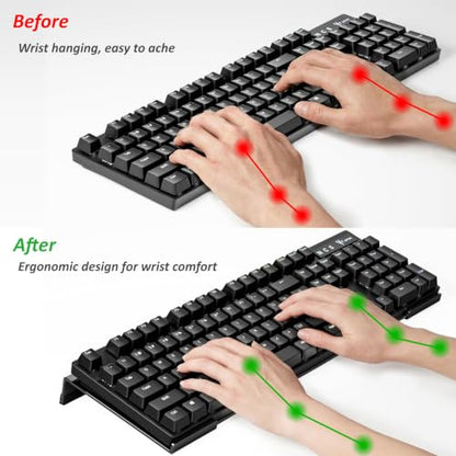 Acrylic Computer Keyboard Stand for Desk, Keyboard Riser Tilt Lift, Keyboard Holder for Desktop, Desk Keyboard Lifter（White） - color: Black 17in L* 5.7in W* 1.2in H