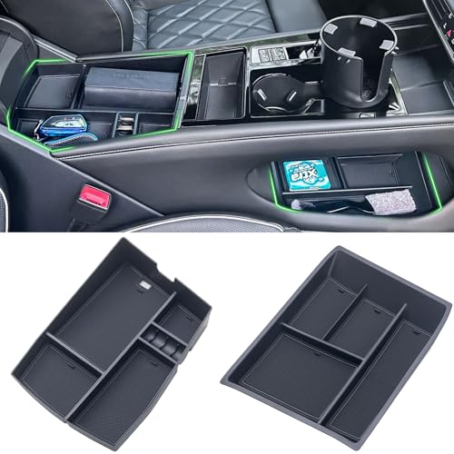 TOPINSTALL 2PCS Console Trays Compatible with 2024-2026 VW Atlas/Atlas Cross Sport Accessories, Armrest Organizer & Lower Center Console Tray Bottom Storage Insert Interior Accessory - color: 2024+ Atlas 2PCS Tray