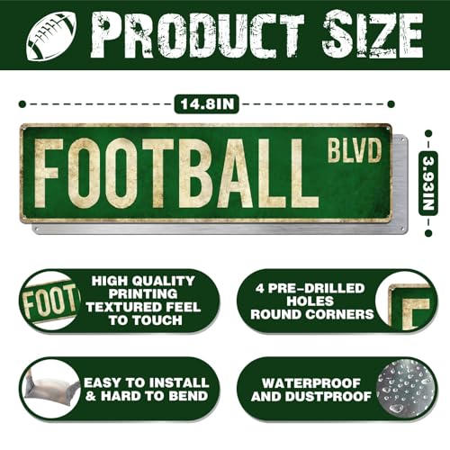 Football Gifts for Boys 8-12 Accessories Football Stuff Teen Boy Room Decor | Football Party Decorations | Wall Sign | Boys 8-12 & Teen Boys | Men Room & Bedroom | Birthday & Christmas Gift - color: FOOTBALL
