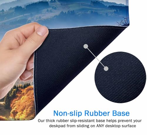 Large Extended Gaming Mouse Pad with Stitched Edges, Non-Slip Rubber Base Mouse Pad for Office, Computer, Keyboard, Laptop and Home Desk Pad 31.5 x 15.7 x 0.12 Inch Scenic Mountain Landscape - color: Scenic Mountain Landscape, size: 31.5L x 15.7W inches