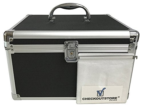 CheckOutStore (1) Aluminum CD/DVD Media Hanging Sleeves Storage Box (Black/Holds 300 Discs) - color: Black