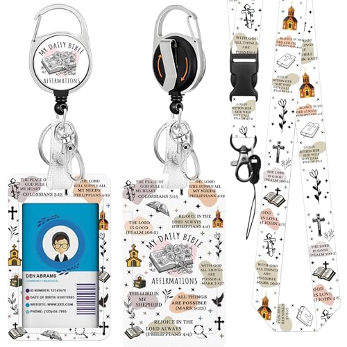 Bible for ID Badge Holder, Bible ID Badge Holder with Heavy-Duty Retractable Reel Clip, Gift for Teacher Nurse Adult - color: Bible-white