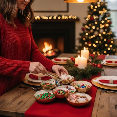 Cluster of 9 Serving Bowls, One-Piece Set, Gold White Brass Multi-Bowl Display Tray for Snacks Nuts Chips Appetizers, Modern Home Entertaining Centerpiece Dining Parties Housewarming Wedding Gifts 11" - color: Enamel White and Gold 9 Cluster 11"