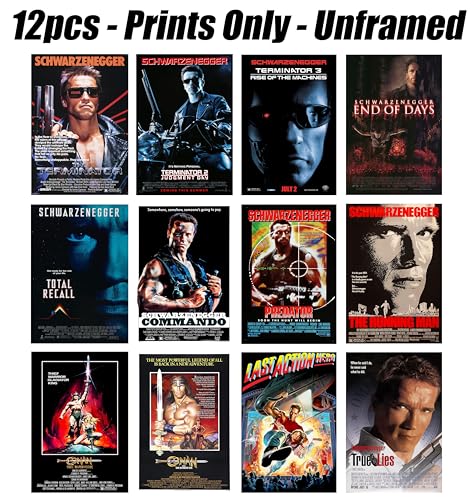 ArtDirect GalleryPack Wall Art – 12 Unframed 8x12 Movie Poster Prints Arnold No 1, Collectible Décor for Home or Office - color: Arnold Schwarzenegger Movies