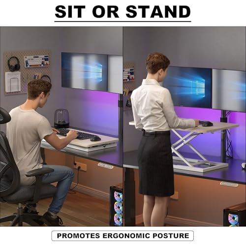 Decoholic Light Wood Small Single 24 inch Scissors Lift Keyboard and Mouse Riser ,Height Adjustable Standing Desk Converter,for Ergonomic Sit Stand Workstations (24 inch NW)