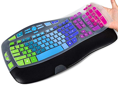 Colorful Keyboard Cover Compatible with Logitech K350 MK550 MK570 Wireless Wave Keyboard, Logitech K350 MK550 MK570 Full Keyboard Protector Skin -Rainbow - color: Rainbow