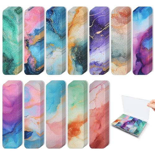 72 Pieces Anxiety Sensory Stickers with Storage Box - Sensory Stickers 2 Textured Surface - Fidget Strips for Office Desk Adult Stress (Marble) - style: Marble Style