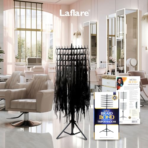 Laflare Standing Braid Hair Organizer – 144 Pegs Hair Extension Holder, Divider & Display Stand for Hair Braiding, Height Adjustable Rack, Easy to Assemble (Black-Combo) - color: Black-Combo