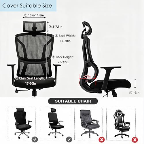 Ergonomic Office Chair Covers Set with Headrest Cover Floral 2 Pieces Stretch Desk Computer Office Chair and Headrest Slipcovers Washable - color: Printed Flower, size: Chair and Headrest Covers