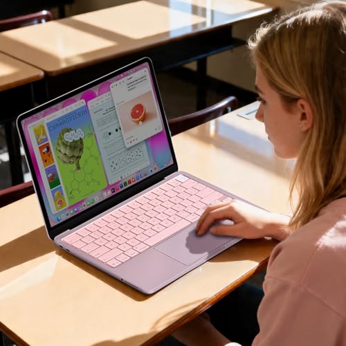 EooCoo Premium Keyboard Cover Skin Protector, Laptop Accessories Compatible with 2026 2025 2024 2023 2022 2021 M5-M1 Pro/Max MacBook Pro 14/16, M5-M2 MacBook Air 13/15, 2026 Mac Neo 13, Blush Clear - color: Blush Clear