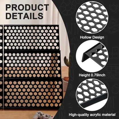 Yalikop 24 Pcs Trading Card Risers for Display Case Acrylic Modular Display Risers for Cardshow Vendor Sport Card Board Game (Honeycomb) - style: Honeycomb