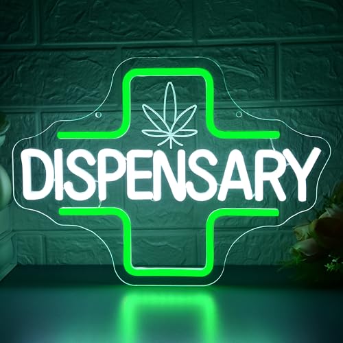 Leaf Neon Sign for Wall Decor Dimmable Weed Dispensary LED Neon Light for Shop Green Leaf Lights for Man Cave Bar Pub Decor Birthday Party Store Bedroom Gifts for Smoker Men Size 13.8 * 10in(GLNP317) - color: Dispensary