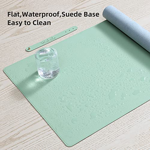 Wolaile PU Leather Desk Pad,36x17 in Large Computer Desk Mat,Waterproof Non-Slip Desk Blotter Protector,Light Green Big Keyboard Mouse Pad - color: Light Green