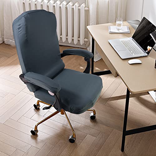 WOMACO Office Chair Covers, Stretch Computer Chair Cover with Armrest Covers, Universal Boss Chair Covers Modern Simplism Style High Back Chair Slipcover (Dark Gray, Large) - color: 1-dark Gray