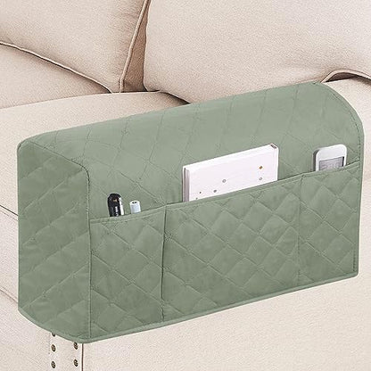 Turquoize 2 Pack Waterproof Armrest Covers for Chairs and Sofas - Couch Arm Covers with Side Pocket Anti-Slip Furniture Protector Washable Slipcovers Set of 2, Sage - color: Single Diamond- Sage