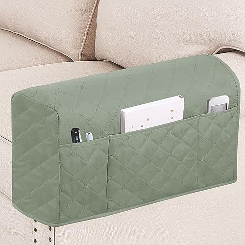 Turquoize 2 Pack Waterproof Armrest Covers for Chairs and Sofas - Couch Arm Covers with Side Pocket Anti-Slip Furniture Protector Washable Slipcovers Set of 2, Sage - color: Single Diamond- Sage