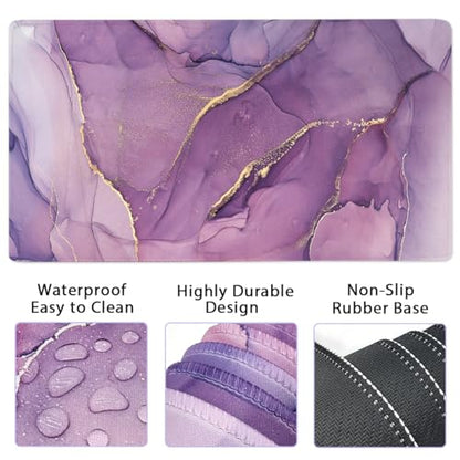 Large Mouse Pad and Keyboard Wrist Rest, Desk Pad for Keyboard and Mouse, 4-in-1 Large Gaming Mouse Pad with Wrist Support, Desk Mat for Home Office Study Game-Purple - color: Purple Texture