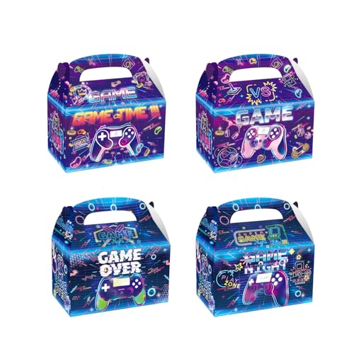 16 Pieces Video Game Party Boxes Gamer Party Favor Goodies Treat Boxes Bags for Video Game On Gaming Birthday Party Decorations Supplies - color: Back-16game-box