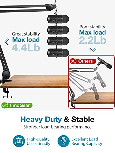 InnoGear Microphone Arm Stand, Heavy Duty Mic Arm Microphone Stand Suspension Scissor Boom Stands with Mic Clip and Cable Ties for Blue Yeti Snowball Hyper X QuadCast SoloCast Fifine Gaming(Large) - size: Large