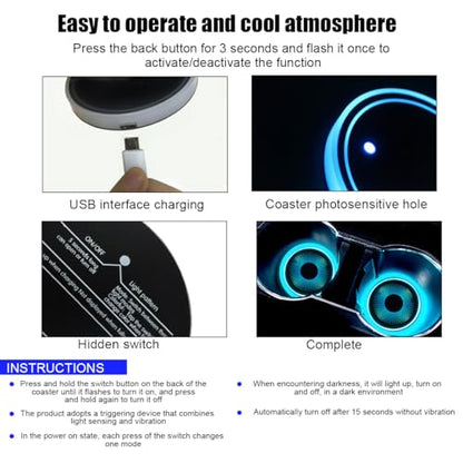 Mandark LED Car Cup Holder Lights, 2PCS Waterproof 7 Colors Changing Vehicle USB Charging Coaster Pad, Auto Interior Atmosphere Lamp Cup Mat Accessories, Universal for SUV Sedan Truck