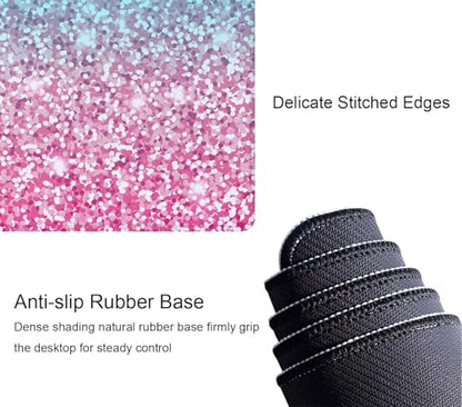 Pink Glitter Pattern Mouse Pad (31.5 × 11.8 × 0.12 inch) Extended Large Mouse Mat Desk Pad, Stitched Edges Mousepad,Non-Slip Rubber Base,Gaming Mouse Pad XL - color: Pink Glitter Pattern